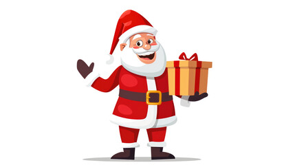 Santa Claus holding gift bag, Christmas elements on transparent
