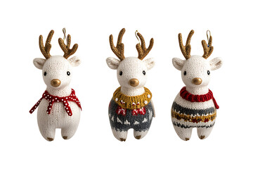 Fototapeta premium Set, Collection of Christmas reindeer ornament set isolated on transparent background.