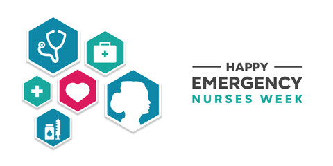 Emergency Nurses Week. Great for cards, banners, posters, social media and more. White background.