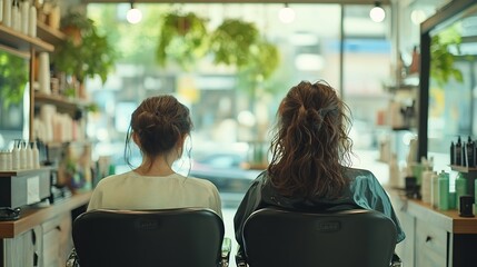 Small business women in salon and success in hair salon startup partnership Growth development and vision hairdresser business owner partners or friends working together in hair care t : Generative AI