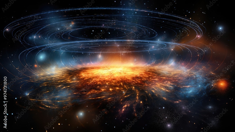 Wall mural a mesmerizing cosmic scene with swirling nebulae and a bright, fiery core. the image evokes a sense 