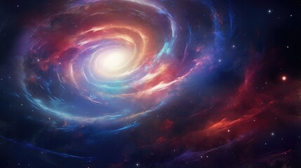 Obraz premium A swirling nebula of vibrant colors fills the vast expanse of space, creating a mesmerizing spectacle of cosmic beauty.