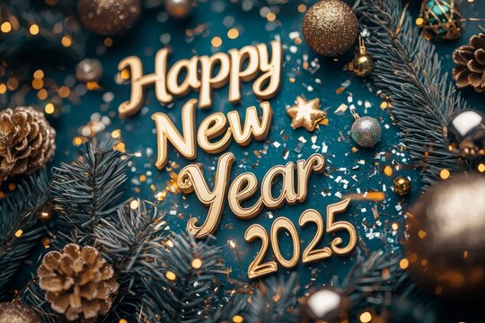 "Happy New Year 2025" in sparkling gold text with festive decorations --ar 3:2 --quality 2 --stylize 250 --v 6.1 Job ID: 9ddad560-b677-4064-9713-c9847b0781f7