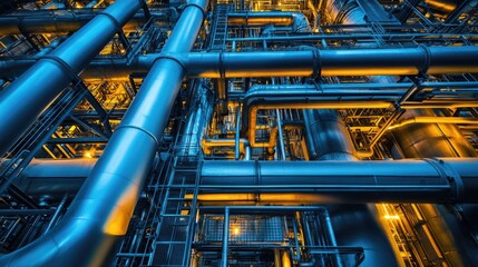 Pipes – Industrial Pipes Connected in a Complex Network Creating Patterns