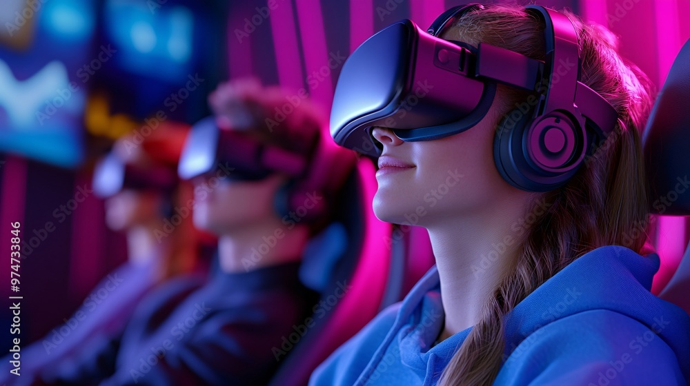 Poster immersive 3d vr leisure experience - engaging virtual worlds and advanced simulation technology for 