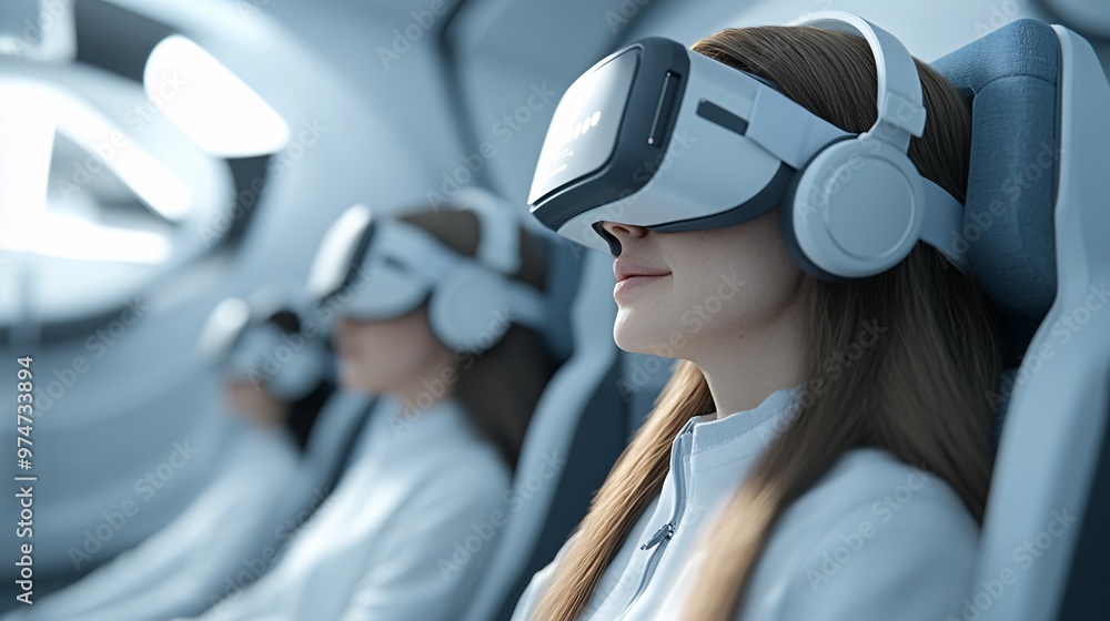Poster immersive virtual reality experience - advanced 3d render of vr headset in engaging 360-degree world