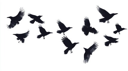 Obraz premium crows flock silhouette isolated on white background