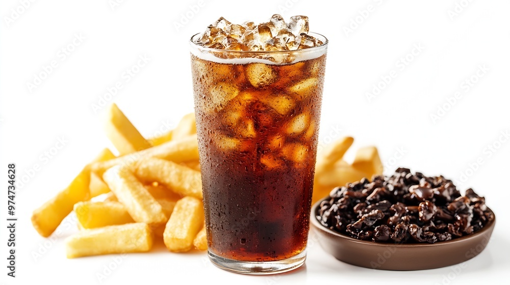 Poster fast food cola isolated on white : generative ai