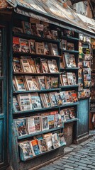 A Vintage Newsstand Overflowing with Stories, A Glimpse into the Past