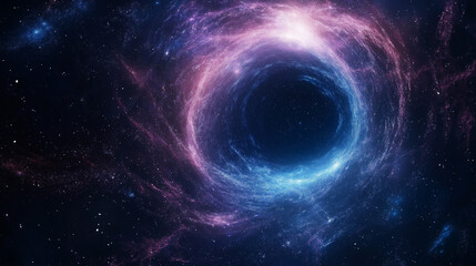 Obraz premium Abstract spacescape, black hole. Star on dark background. Magic explosion star with particles. Speed of light. Motion blur. Journey to the universe. Lights trail using zoom. light warp speed. Nebula.