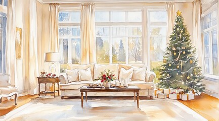 Fototapeta premium Elegant Christmas Home Decorations to Celebrate the Season