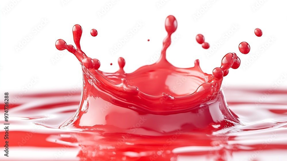 Poster Red juice splash isolated on white background : Generative AI