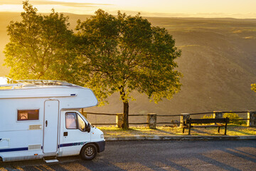 Camper in mountain, Portugal