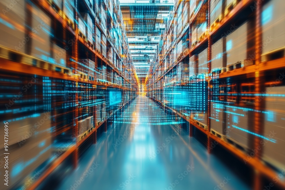 Poster enhanced warehouse management with digital twin technology visualizing dynamic information flow