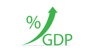 GDP high growth, green arrow up icon. Vector