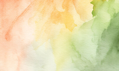 Obraz premium Watercolor wash creates a vibrant, abstract background with a seamless blend of green, yellow, and orange hues on a transparent canvas