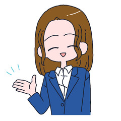 案内をする女性の手描きイラスト