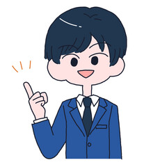 説明をする男性の手描きイラスト