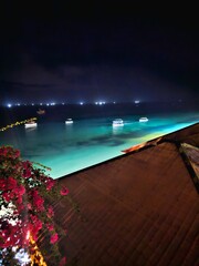 tropical island at night
