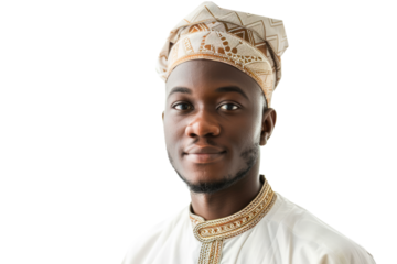 A young businessman from Africa, dressed in traditional attire, showcasing the richness of cultural diversity in modern business