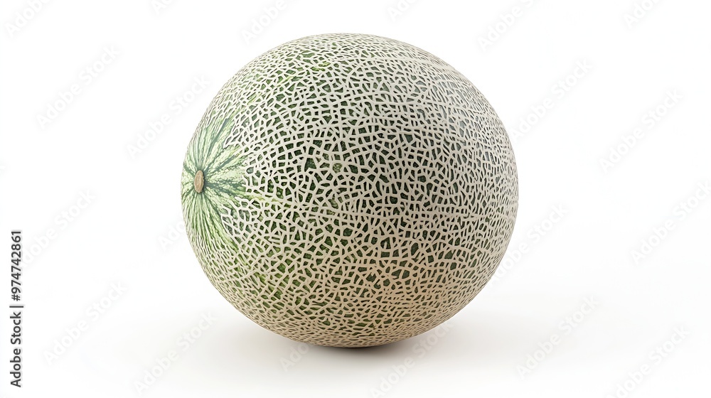 Poster melon isolated on white background Clipping Path : Generative AI