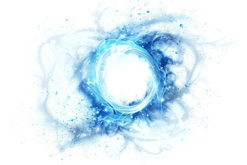 Writhing light effects in cool tones, simulating a winter magical portal, on a white background.