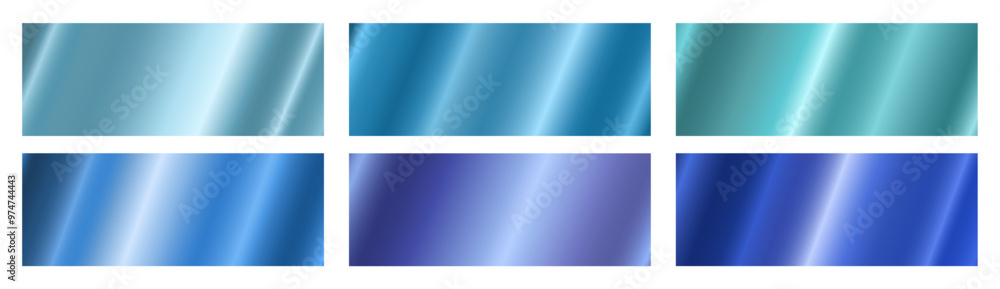 Poster blue metallic gradient with a frame on a white background. a pattern with a shiny metallic gradient.