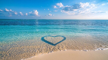 Heart-Shaped Wave on a Tropical Beach.
