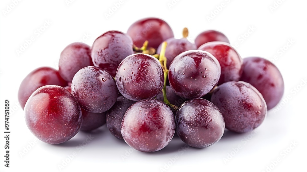 Aufkleber Red grape isolated on white background with clipping path : Generative AI