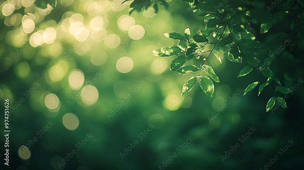 Aufkleber blurry nature wallpaper forest bokeh background green defocused backdrop for your design : generativ