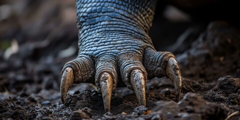 Large claws digging into soft dirt.