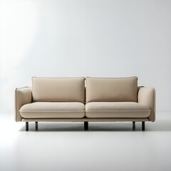 Fototapeta premium Beige sofa isolated on a white background. 
