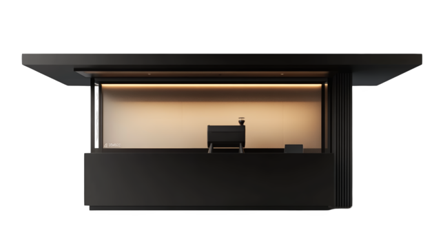 Modern counter design with sleek lines and elegant lighting, ideal for reception areas or retail spaces.