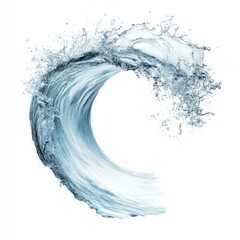 Floating Water Wave Splash in Light Blue Hue Isolated on White Background