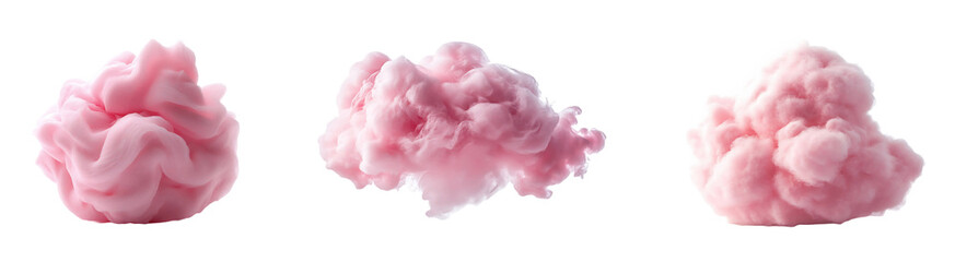 Set, collection of Cotton candy isolated on transparent background.