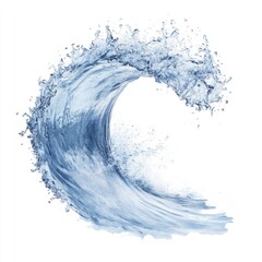 Floating Water Wave Splash in Light Blue Hue Isolated on White Background