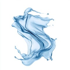 Fototapeta premium Floating Water Wave Splash in Light Blue Hue Isolated on White Background