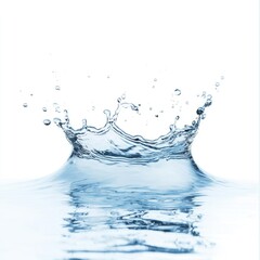 Floating Water Wave Splash in Light Blue Hue Isolated on White Background