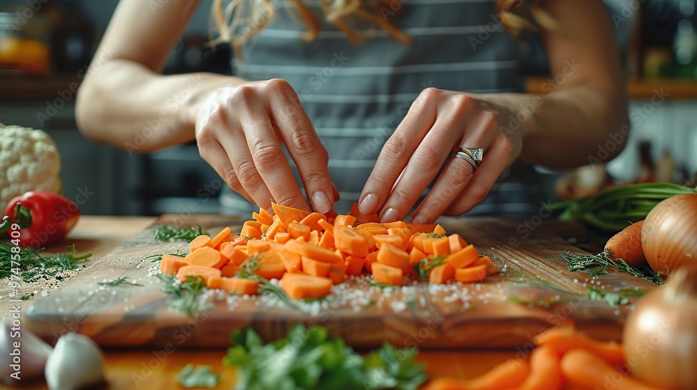 Canvas Prints Woman Prepares Healthy Meal