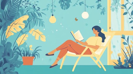 Relaxing with a Book in a Tranquil Garden Setting