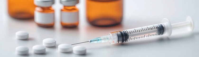 Close-up of a syringe and medication vials for hormone treatment, representing the challenges of fertility treatment infertility, hormone treatment
