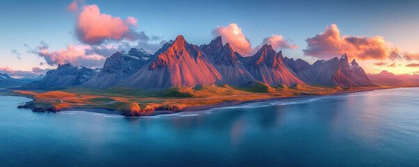 Obraz premium Majestic Mountain Range at Sunset