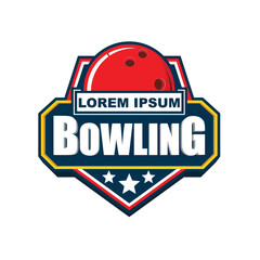 Logo design template with Bowling theme. Can be used for bowling arena logo, competition, or for group, bowling team