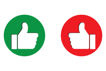 Do and Don't symbols. Thumbs up and thumbs down circle emblems. Like and dislike icons set. Vector illustration. Icon.