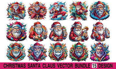 Fototapeta premium Christmas Santa Claus T-shirt Design, Hand drawn artistic illustration on a clean white background, Icon Concept isolated. High-quality vector artwork, ideal for t-shirt prints