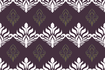 seamless floral pattern with Yellow-Grey-White and Purple-Grey color tone, damask vintage style 