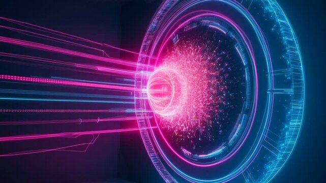 digital illustration with a futuristic and technological theme.The center of the image displays an object that looks like a portal or tool,with lines and circular structures integrated in great detail