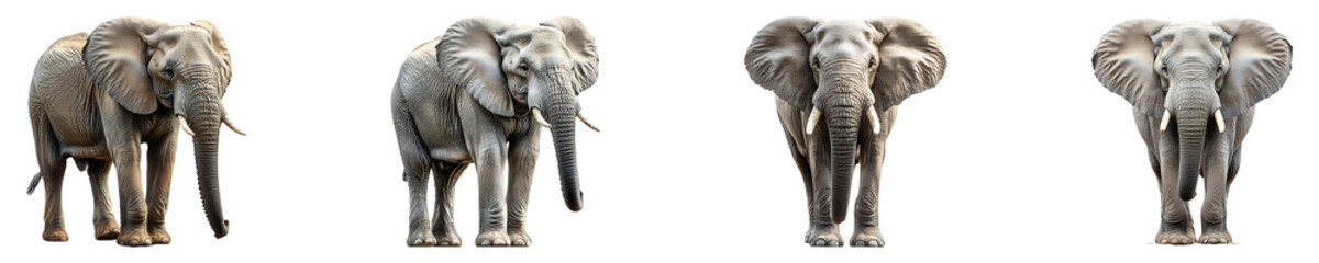 Set, collection of Elephant isolated on transparent background.