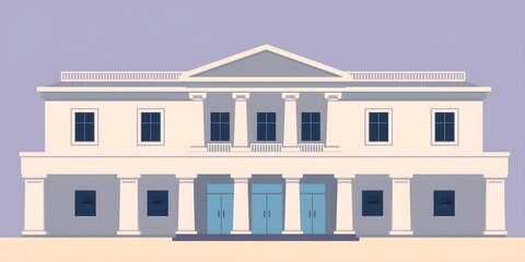 Obraz premium Simplified Courthouse: Stability and Authority