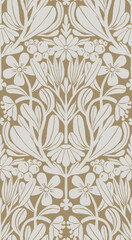 Hand drawn floral medieval seamless pattern